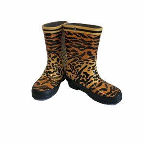 Rubber Boots Girls 10 Steel Flank Animal Print Winter Snow Boots Rain